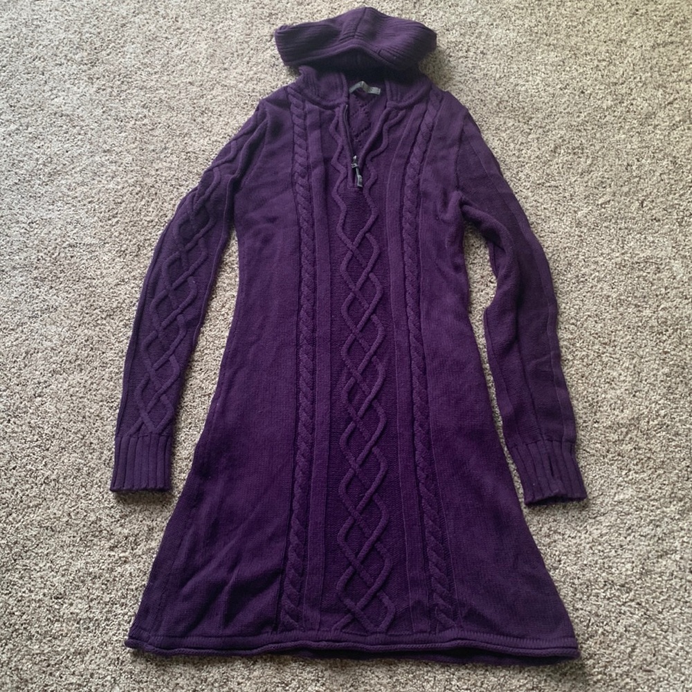Purple Athleta Sweater Hooded Dress Size Medium